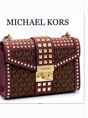 Chic Michael Kors Rose Medium Flap Shoulder Studded Crossbody Messenger Bag